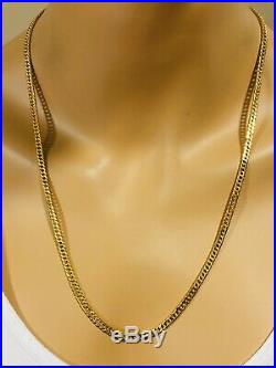 21K Fine Real Yellow Gold Cuban Mens Chain Necklace With 24 Long 4mm USA Seller