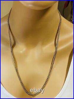 21K Fine Saudi Gold 875 Mens Cuban Necklace With 24 Long 4mm 13.3g Fast Ship