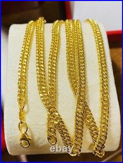 21K Fine Saudi Gold Mens Women Cuban Necklace With 20 Long 11.31g 4mm Free ship