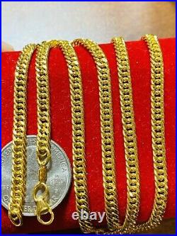 21K Fine Saudi Gold Mens Women Cuban Necklace With 20 Long 11.31g 4mm Free ship