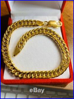 21K Fine Saudi Gold Unisex Mens Womens Bracelet 8 Long 6.5mm USA Seller