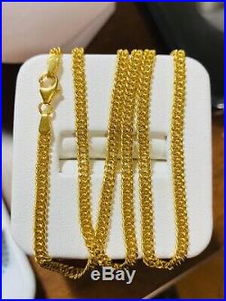 21K Fine Saudi Gold Womens Curb Chain Necklace With 20Long 3.2mm USA Seller 7g