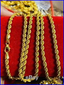 21K Fine Saudi Gold Womens Rope Chain Necklace With 20 Long 3.2mm 7.12g Fastship