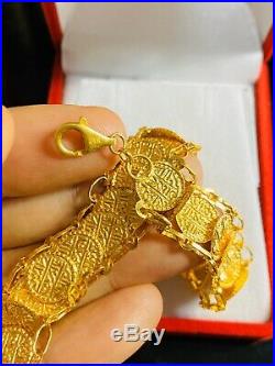 21K Gold Coin Womens Bracelet 7.5-8 Adjustable Medium/Large USA Seller