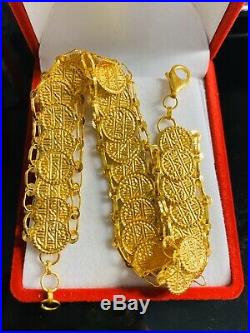 21K Gold Fine Coin Bracelet Fits 7.5-8 Will Fits M/L 14mm