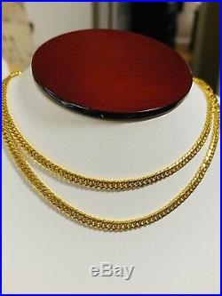 21K Saudi 875 Gold Fine Mens Cuban Necklace With 22 Long Chain 3.5mm USA Seller