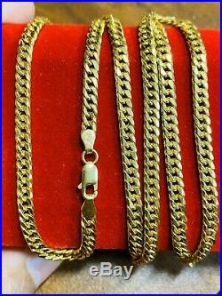 21K Saudi 875 Gold Fine Mens Cuban Necklace With 22 Long Chain 4mm USA Seller