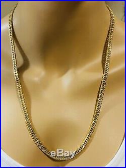 21K Saudi 875 Gold Fine Mens Cuban Necklace With 24 Long Chain 5.5mm 21.23g