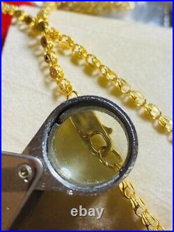 21K Saudi 875 Gold Fine Mens Damascus Necklace With 24Long 3mm 14.33g Free Ship