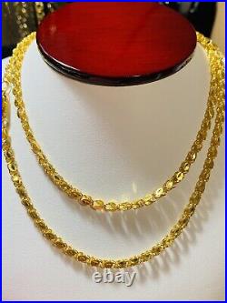 21K Saudi 875 Gold Fine Mens Damascus Necklace With 24Long 3mm 14.33g Free Ship