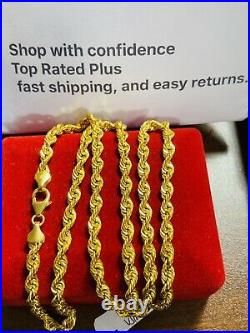 21K Saudi 875 Gold Fine Mens Womens Rope Necklace With 22 Long 4mm 11.9g