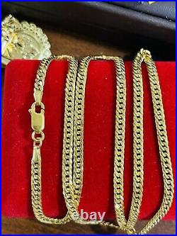 21K Saudi 875 Gold Fine Mens Womens Rope Necklace With 22 Long Chain 4mm 9.8g