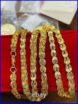 21K Saudi 875 Real Gold Fine 22 Long Mens Womens Damascus Necklace 14.76g 5mm