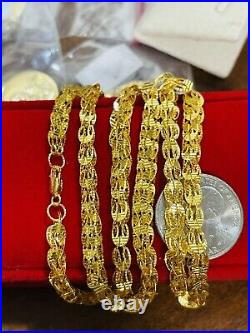 21K Saudi 875 Real Gold Fine 24 Long Mens Womens Damascus Necklace 16.38g 5mm