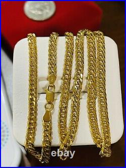 21K Saudi 875 Real Gold Fine Mens Womens Cuban Necklace With 22Long 4mm 11.64g