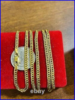 21K Saudi 875 Real Gold Fine Mens Womens Cuban Necklace With 24long 10.14g 3.5mm