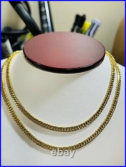 21K Saudi 875 Real Gold Fine Mens Womens Cuban Necklace With 24long 10.14g 3.5mm
