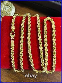 21K Saudi 875 Real Gold Fine Womens 20 Long Chain Rope Necklace 3.2mm 7.22g