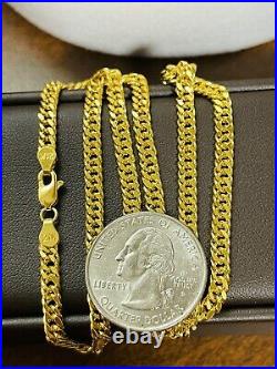 21K Saudi 875 Real Gold Fine Womens Cuban Chain Necklace 18 Long 4mm 11g