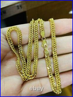 21K Saudi 875 Real Gold Fine Womens Cuban Chain Necklace 18 Long 4mm 11g