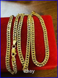 21K Saudi 875 Real Gold Fine Womens Cuban Necklace With 20 Long 4mm 10.83g