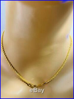 21K Saudi Gold Fine Rope Chain Necklace With 16 Long Chain 2.5mm