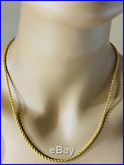 21K Saudi Gold Rope Chain Necklace With 20 Long