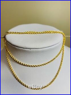 21K Saudi Gold Rope Necklace With 20 Long