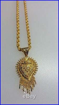 21K Solid Gold UAE Necklace Pendant Earrings Set 17 Grams