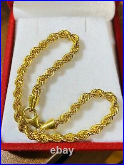 21K Yellow Gold 875 Fine Rope Womens Solid Bracelet Fits 7.5 4.32g 3.2mm