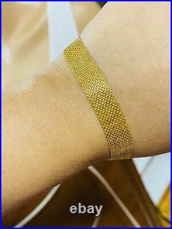 21K Yellow Gold 875 Fine Simple Womens Solid Simple Bracelet 7 Long 8.4g 10mm