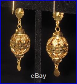 21K Yellow Gold Drop Egg Shape Earrings India/Arabic Style 9.8 grams