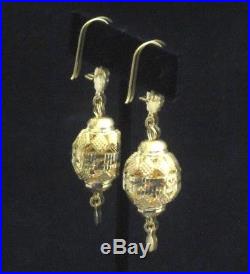 21K Yellow Gold Drop Egg Shape Earrings India/Arabic Style 9.8 grams