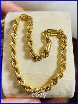 21K Yellow Gold Fine Rope Womens Bracelet Fits 7.5 Fits S/m 5mm 5.6g Fast Ship