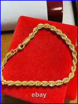 21K Yellow Gold Fine Rope Womens Bracelet Fits 7.5 Fits S/m 5mm 5.6g Fast Ship