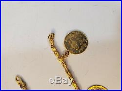 21k Yellow Gold Coin Charm Bracelet Not Scrap