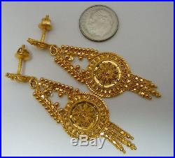 21k gold earrings HAND MADE drop dangle post with screwbacks (22k 23k 24k)