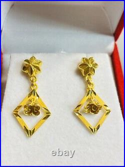 22C Fine Saudi Gold 916 Real Beautiful Women's Dangle Earring USA Seller