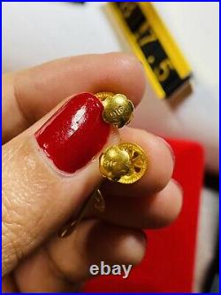 22C Fine Saudi Gold 916 Real Beautiful Women's Dangle Earring USA Seller
