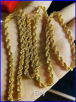 22Carat Gold Mens Rope Necklace With 26 Long 4mm USA Seller