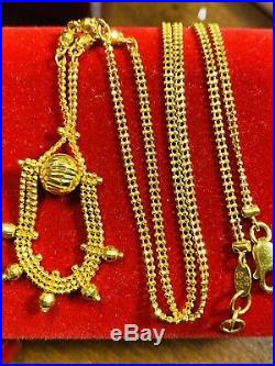 22K 916 Fine Yellow Gold Real Womens Necklace With 20 Long 2mm USA Seller