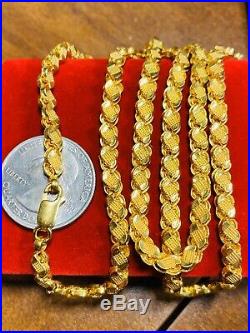 22K 916 Fine Yellow Gold Unisex Damascus Chain Necklace With 22 5mm USA Seller
