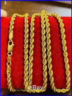 22K 916 Fine Yellow Gold Womens Rope Necklace With 20 3.2mm USA Seller 7.15g