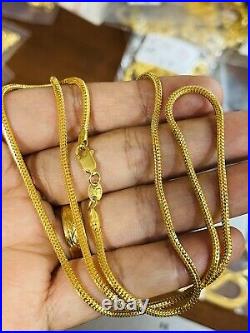 22K 916 Fine Yellow Real Gold 18 Long Womens Snake Chain Necklace 10.6g 2.5mm