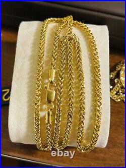22K 916 Fine Yellow Real Gold 20 Long Womens Wheat Chain Necklace 3.2mm 9.55g