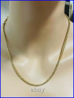 22K 916 Fine Yellow Real Gold 20 Long Womens Wheat Chain Necklace 3.2mm 9.55g