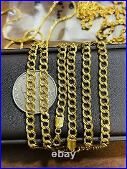 22K 916 Fine Yellow Real Gold 22 Mens Womens Curb Chain Necklace 11.96g 5mm