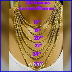 22K 916 Fine Yellow Real Gold 22Mens Womens Damascus Chain Necklace 15.5g 5.5mm