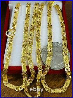 22K 916 Fine Yellow Real Gold Mens Baht Chain Necklace With 26 Long 13.62g 4mm