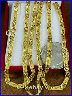 22K 916 Fine Yellow Real Gold Mens Baht Chain Necklace With 26 Long 13.62g 4mm